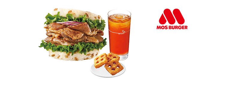 摩斯漢堡-C157超級大麥薑燒珍珠堡+方塊薯餅(3個)+冰紅茶(L) 好禮即享券